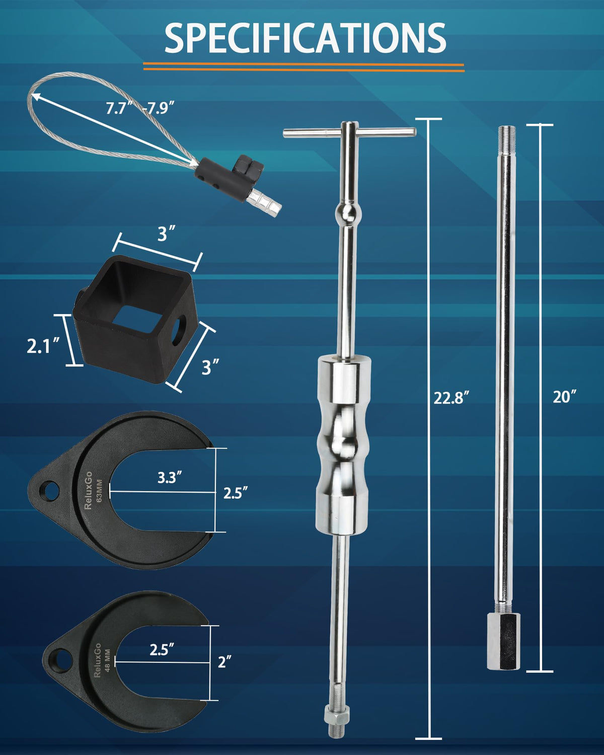 ReluxGo steel cable adapter closeup illustrating flexible attachment advantage