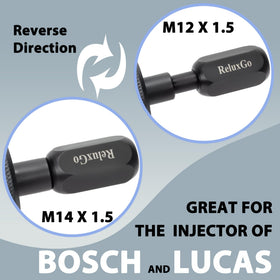 ReluxGo tool in use on engine demonstrating controlled injector removal benefit