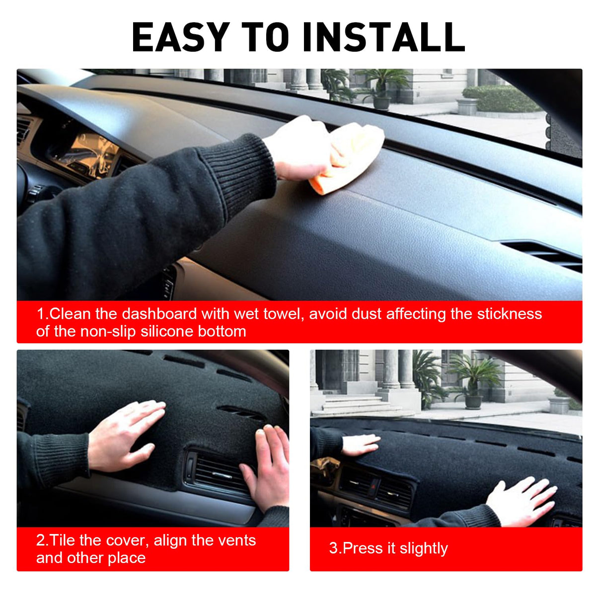 REMOCH dash cover beside ruler showing tailored fit and scale benefit