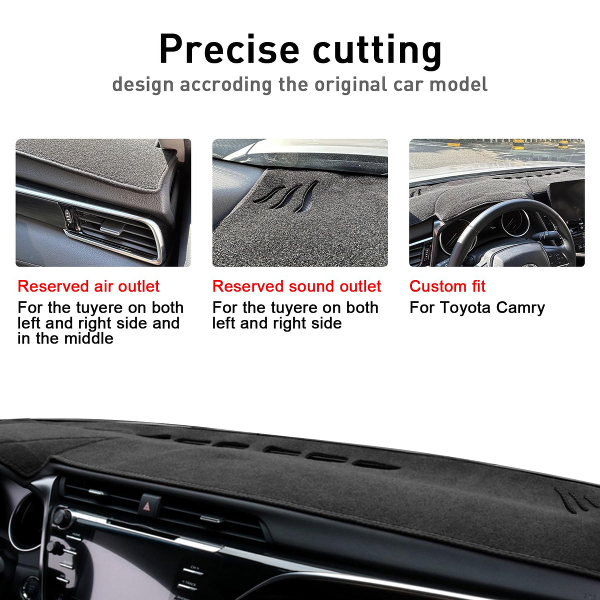 REMOCH dash cover installed on Toyota Camry dashboard improving visibility