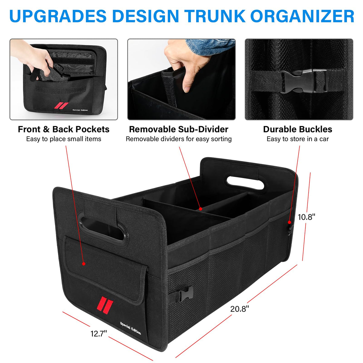 REMOCH removable divider and multiple pockets organizing tools and bottles