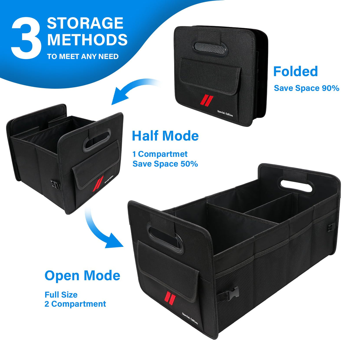 REMOCH placed in Dodge trunk demonstrating secure fit and neat cargo benefit