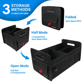 REMOCH placed in Dodge trunk demonstrating secure fit and neat cargo benefit