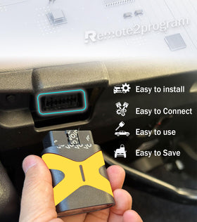 Remote2program held in hand to show compact size and convenient portability