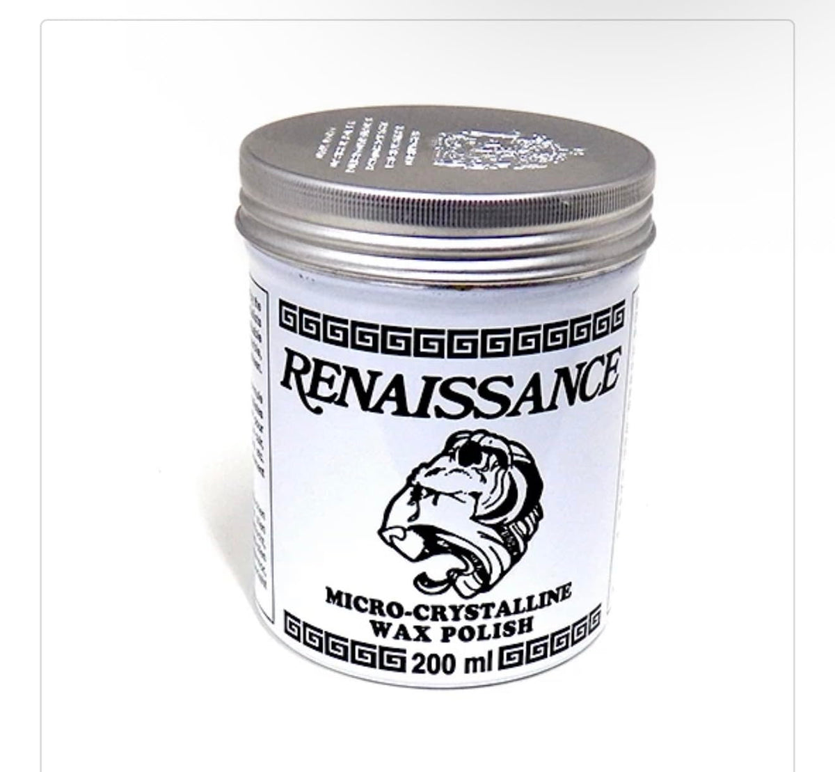 RENAISSANCE wax tin front view showing label and compact packaging benefit
