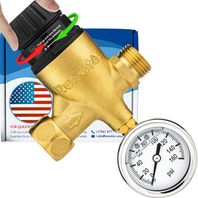 Renator regulator front view showing brass body and 3/4" fittings for reliable hookup