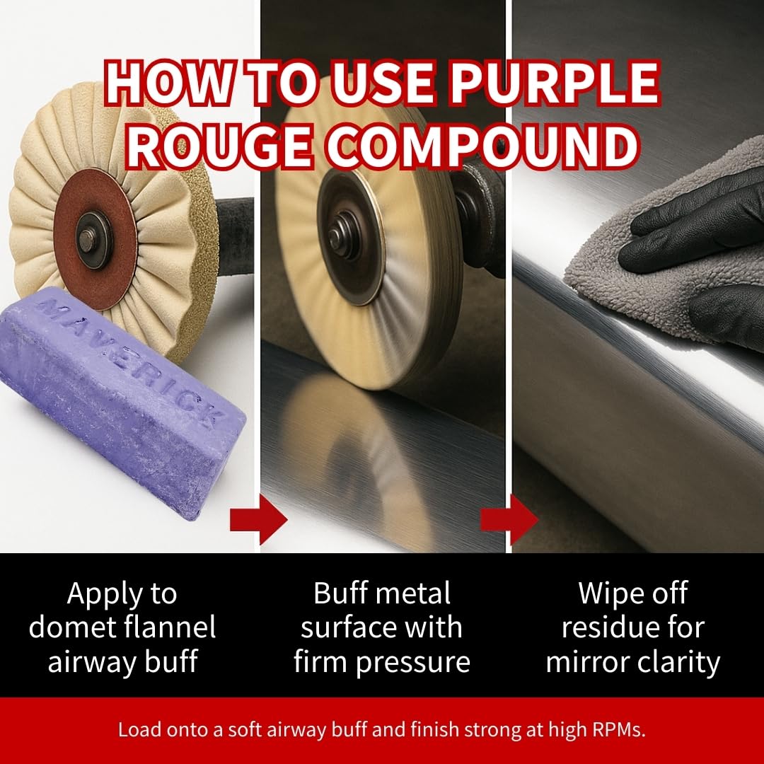 Renegade Products purple bar mounted on a right-angle grinder highlighting fast high-speed finishing