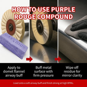 Renegade Products purple bar mounted on a right-angle grinder highlighting fast high-speed finishing