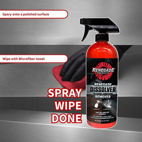 Renegade Dissolver before-and-after comparison demonstrating residue removal