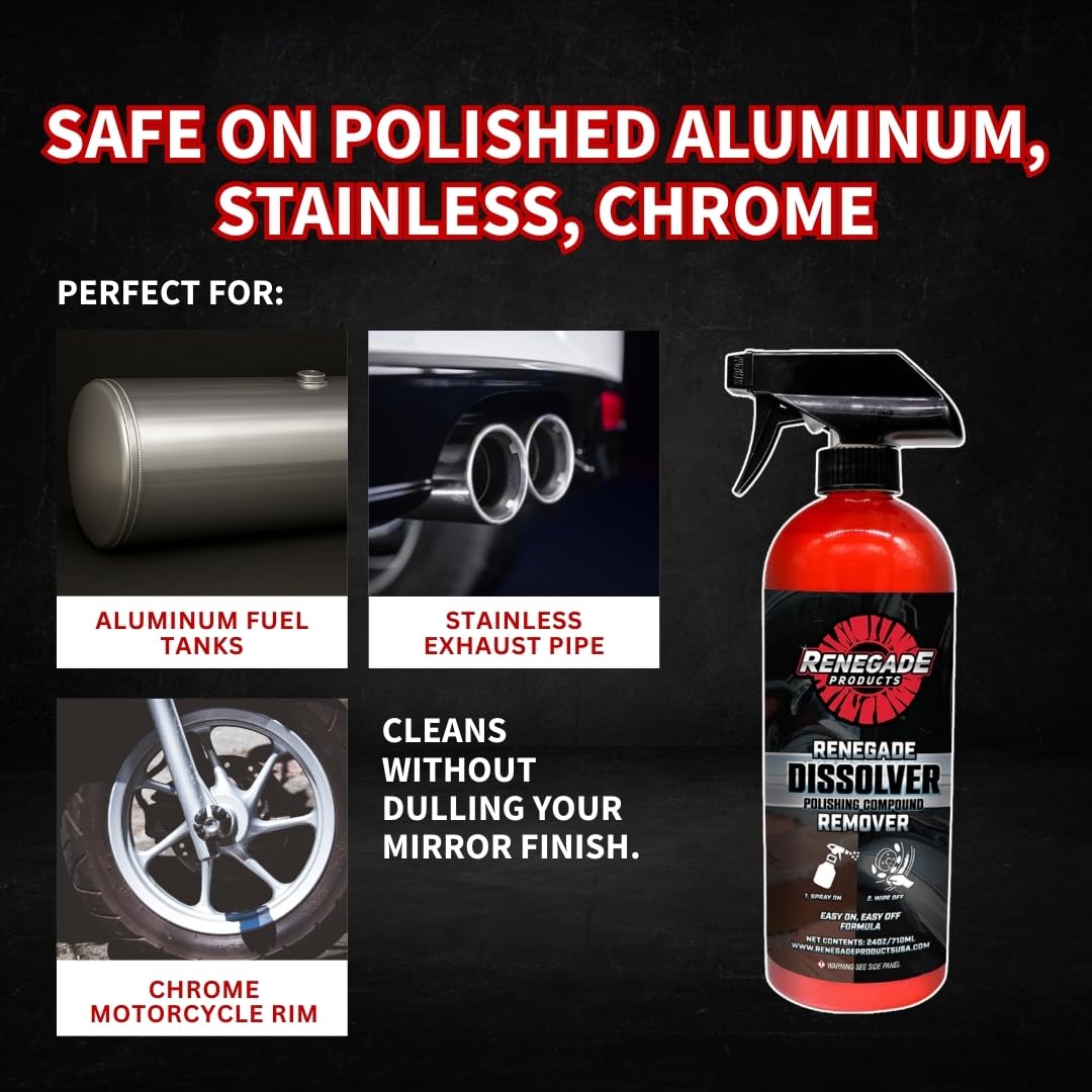 Renegade Dissolver removing polish from an aluminum wheel to restore shine