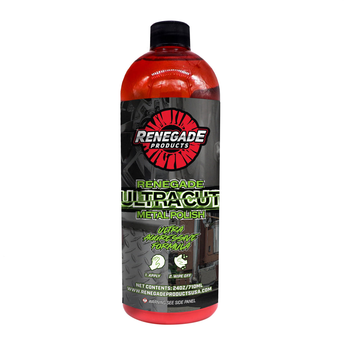 Renegade front label on 24 oz bottle showing product identity and benefit