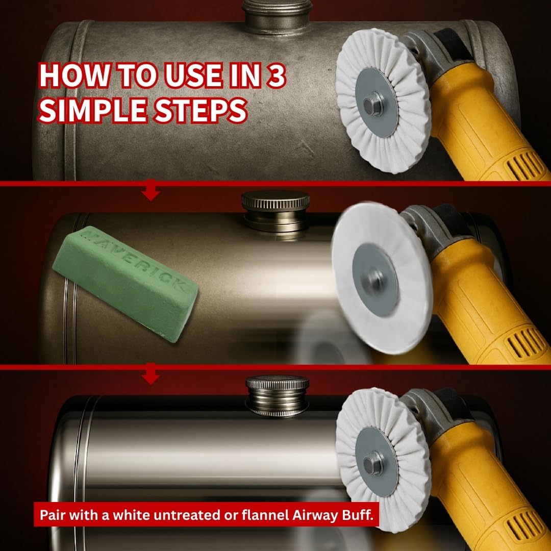 Renegade Products G16 applied to buffing wheel demonstrating efficient transfer and finish