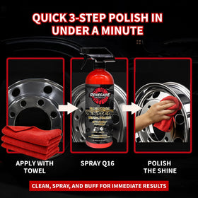 Renegade Products Q16 close-up of polish texture highlighting fine abrasives benefit