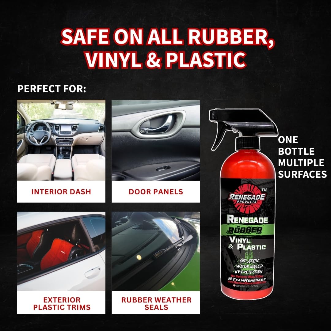 Renegade Products applied to dashboard vinyl showing before and after