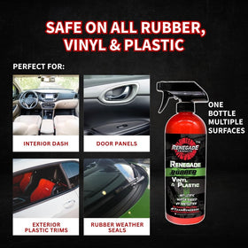 Renegade Products applied to dashboard vinyl showing before and after