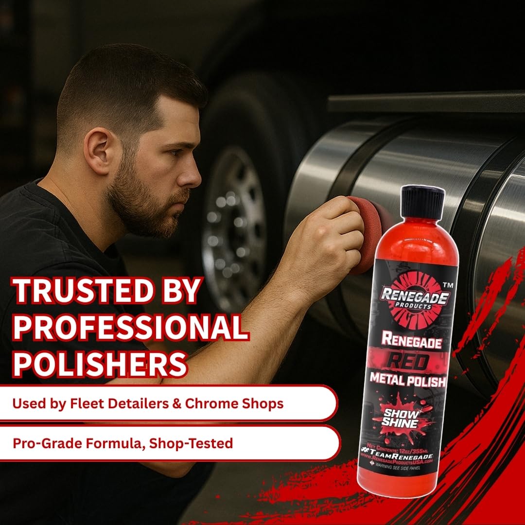 Renegade Products before and after wheel showing restored shine and gloss