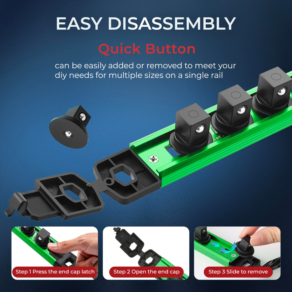 Reniteco clip detail with steel ball bearing securing a socket for reliable retention