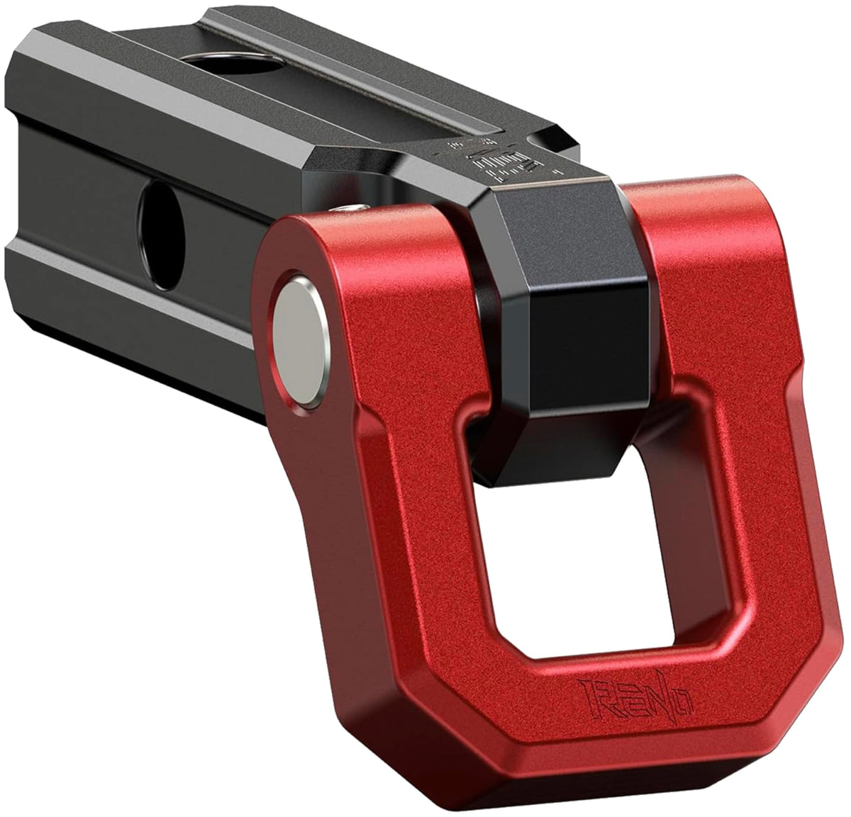 RENO shackle hitch receiver front view showing sturdy mount and easy installation benefit