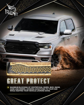 RENO lifestyle offroad shot with mud splash demonstrating protection
