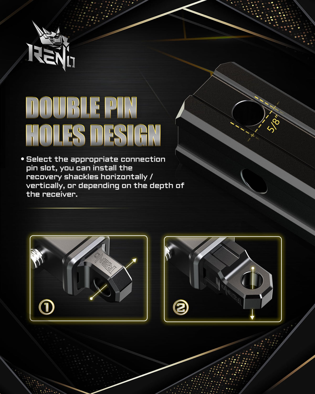 RENO mounted in a 2-inch receiver showing compatibility with common hitches benefit