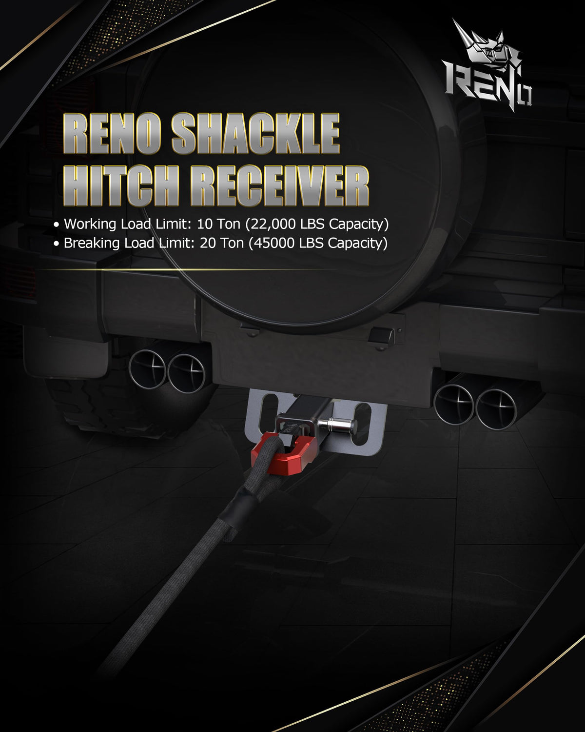 RENO packaging with included D-ring showing what’s in the box benefit