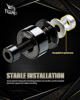 RENO spool installed on swingarm for stable paddock stand support benefit