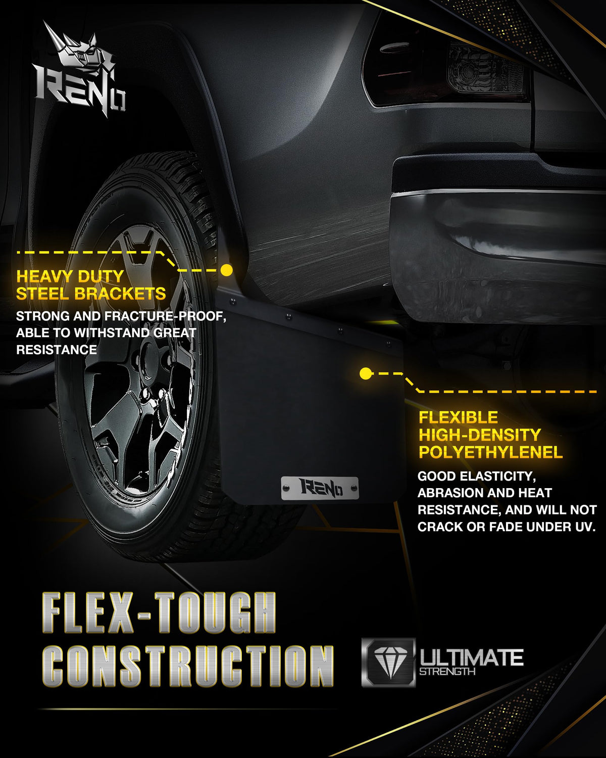 RENO stainless-steel bracket detail showing corrosion resistance benefit