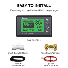 Renogy 20ft shielded cable connecting monitor to shunt for remote mounting