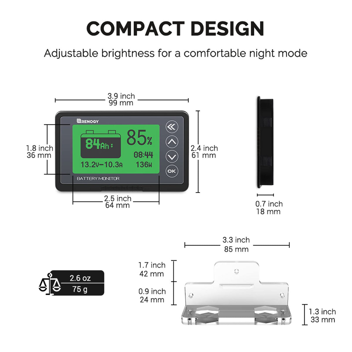 Renogy monitor installed in an RV electrical cabinet for easy monitoring