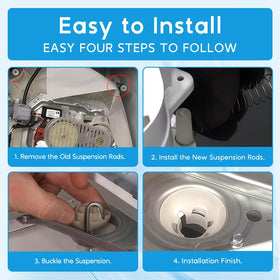 Replizo suspension rods in washer showing smoother, quieter spin