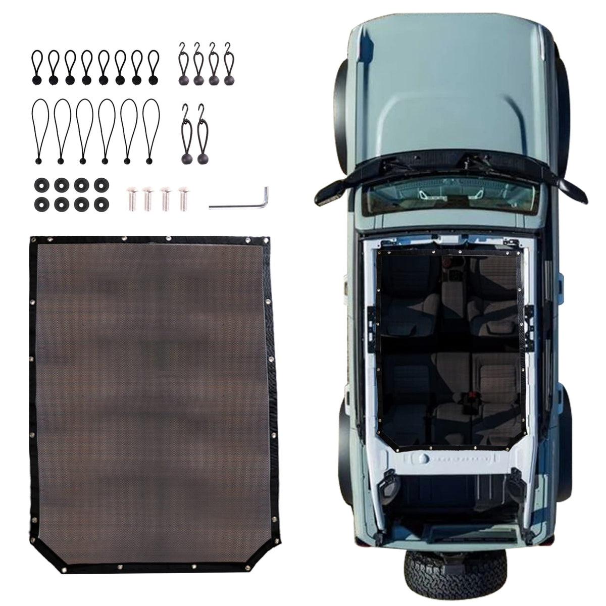 RERPRO front view full-length sunshade showing full roof coverage and sun protection