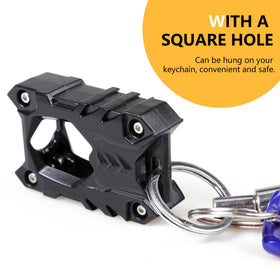 RERPRO square keychain hole view showing secure carrying benefit
