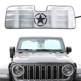 RERPRO sun shade installed front view showing full windshield coverage and heat reduction