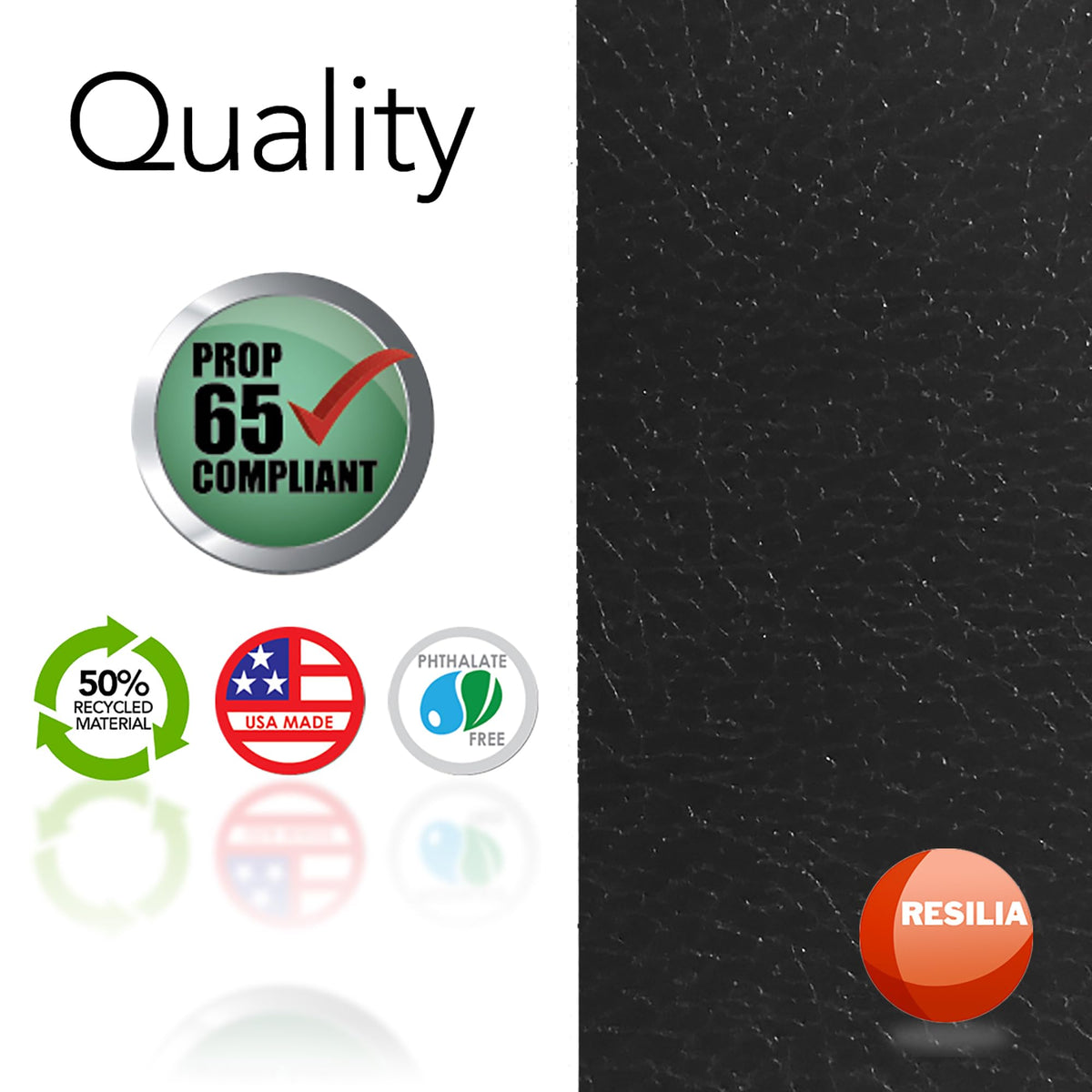 resilia label closeup made in usa badge showing quality and local manufacturing