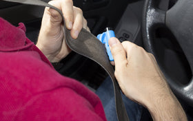 resqme on car dashboard shows visibility and easy-access safety placement