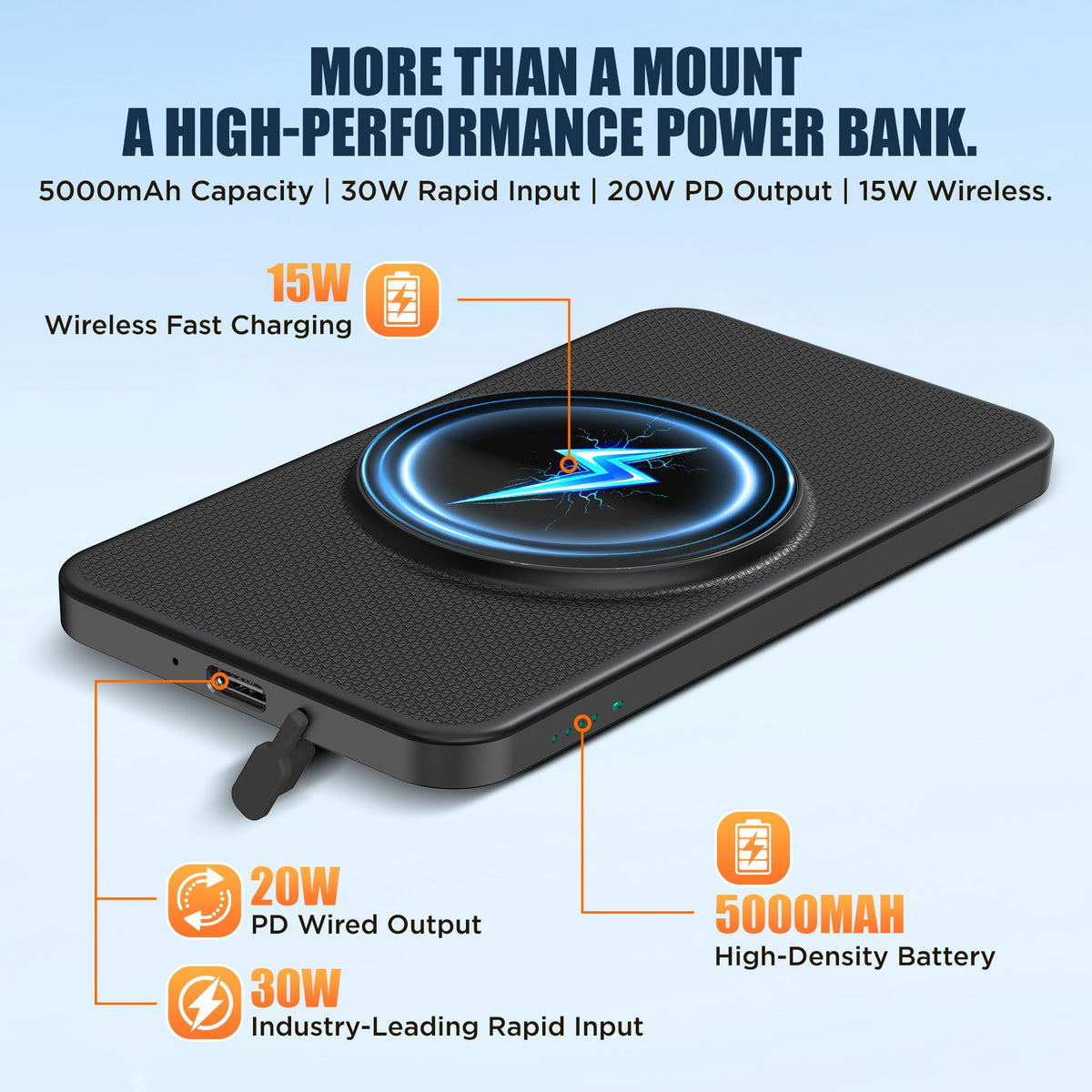 RESSONIC detached power bank held in hand showing portable charging convenience