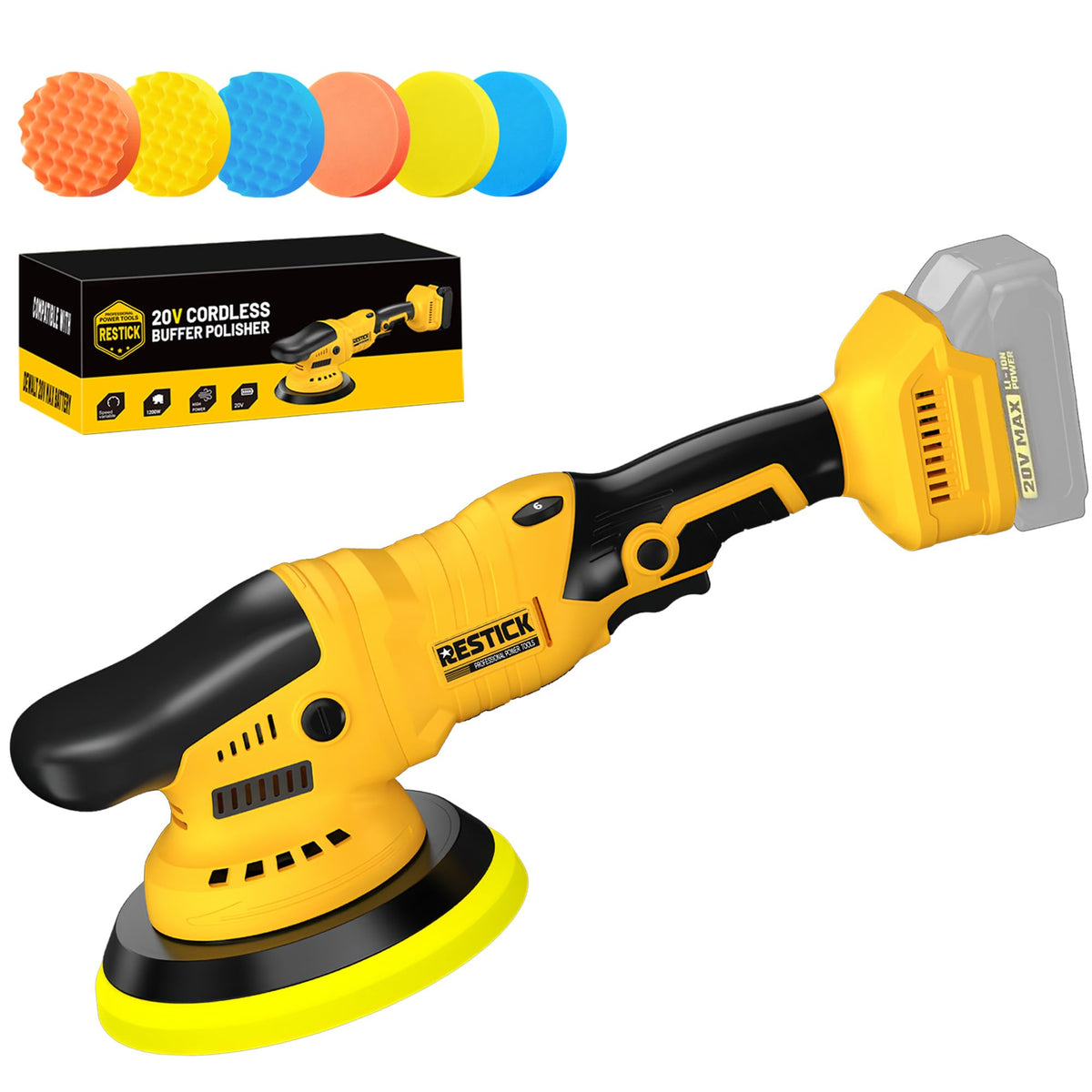 Restick polisher front view showing ergonomic grip and compact design for comfort