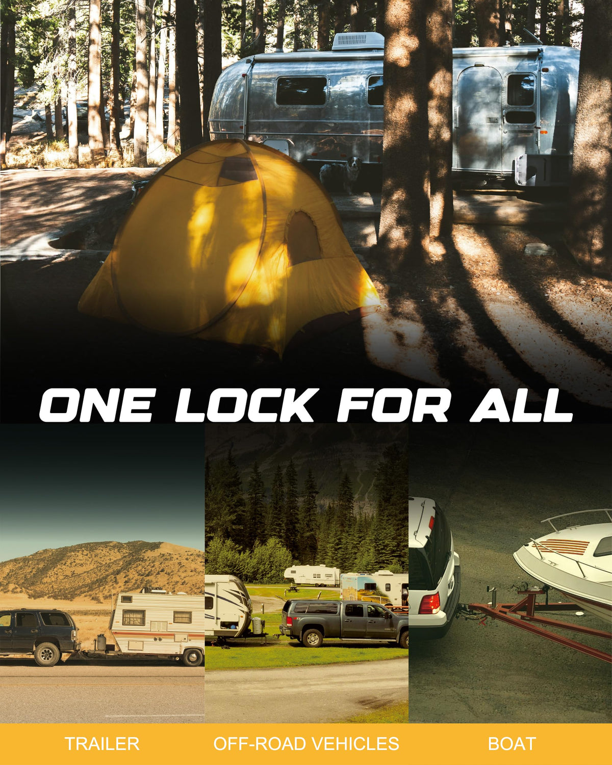 RETRUE lifestyle image of trailer locked in driveway for theft-deterrent benefit
