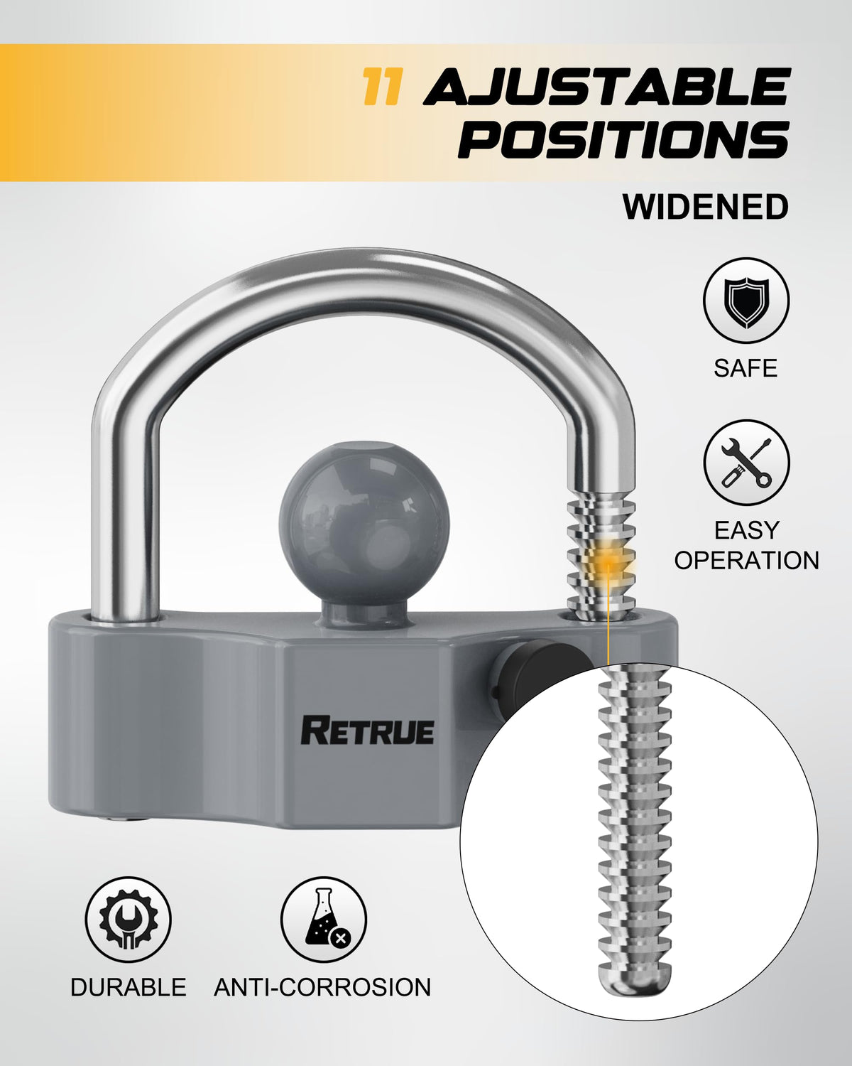 RETRUE side profile showing thick steel construction for enhanced durability