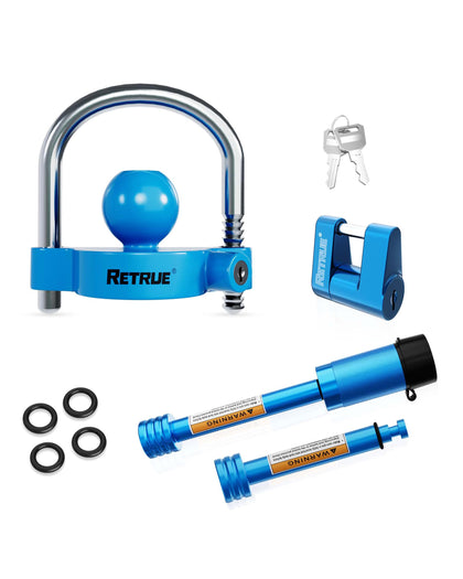 RETRUE coupler lock front view showing fit and visible theft deterrence
