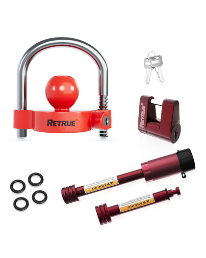 RETRUE red lock set front view showing included pieces and benefit of visible deterrence