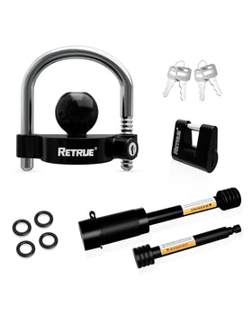 RETRUE front view of full hitch lock set showing compact kit and convenience