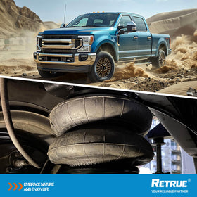 RETRUE installed truck in towing scenery illustrating safer towing stability