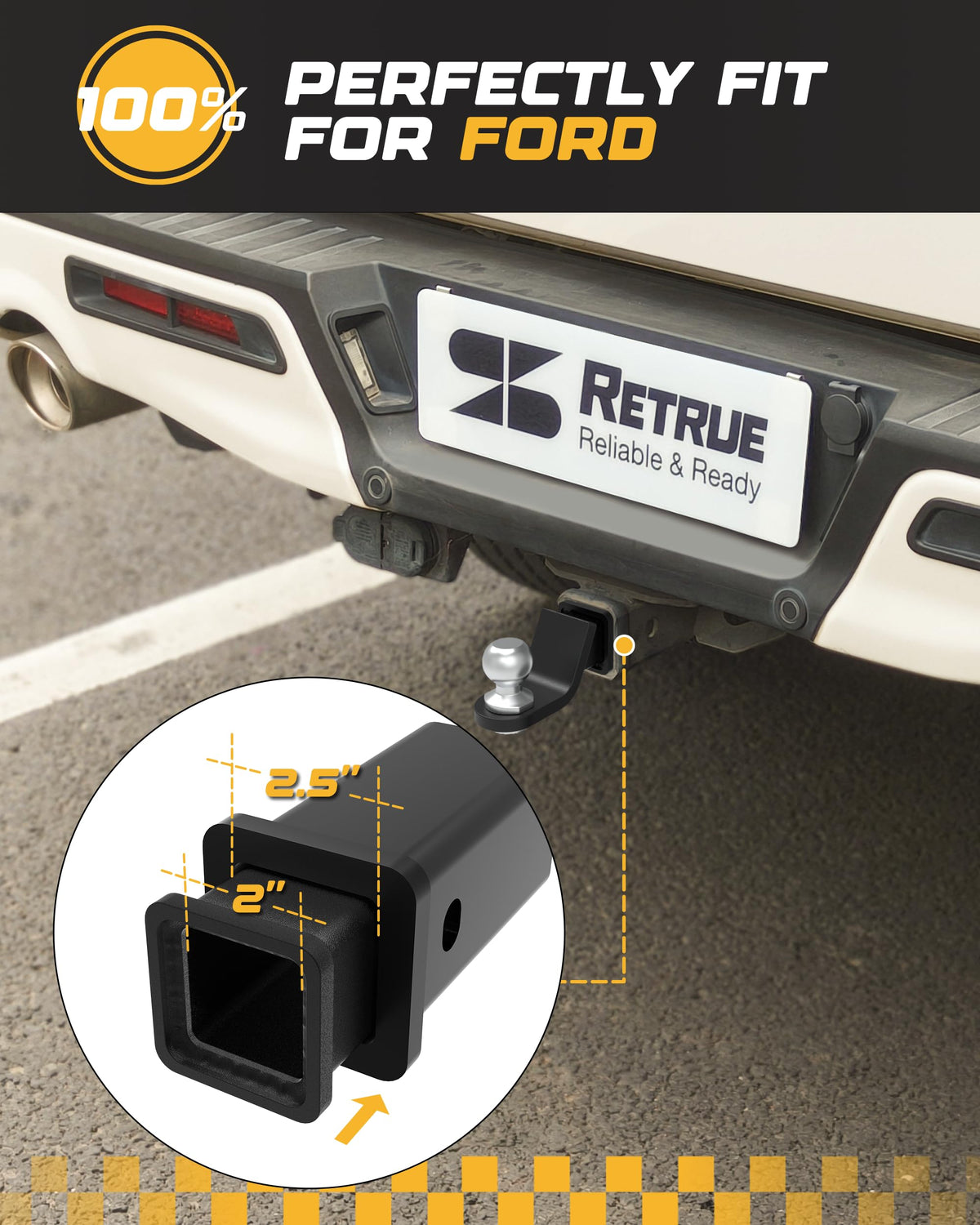 RETRUE adapter inserted into Ford receiver illustrating easy installation