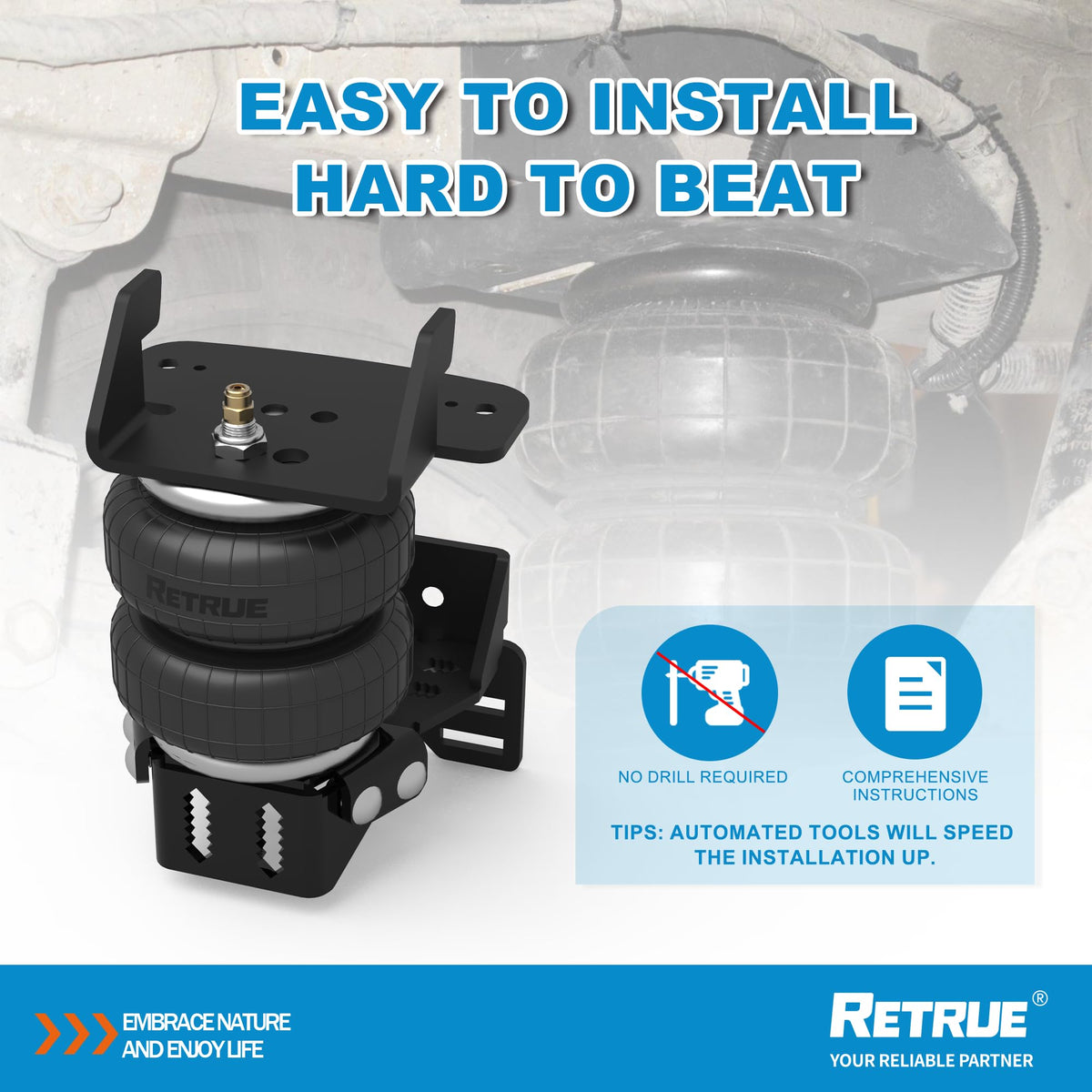 RETRUE pressure valve and fitting detail for precise air pressure tuning