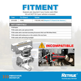 RETRUE air bags mounted on F-150 axle demonstrating improved rear support and load control