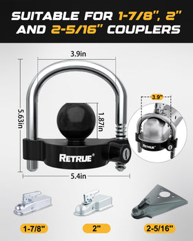 RETRUE 5/8 inch receiver pin detail showing heavy-duty pin and cut resistance
