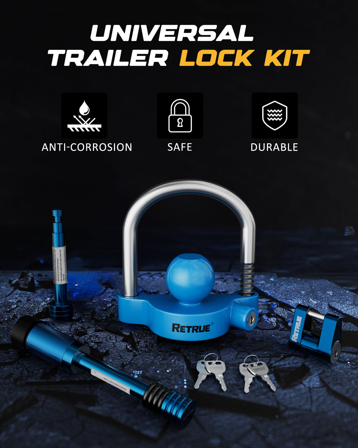 RETRUE locks beside ruler showing size for correct purchase decision