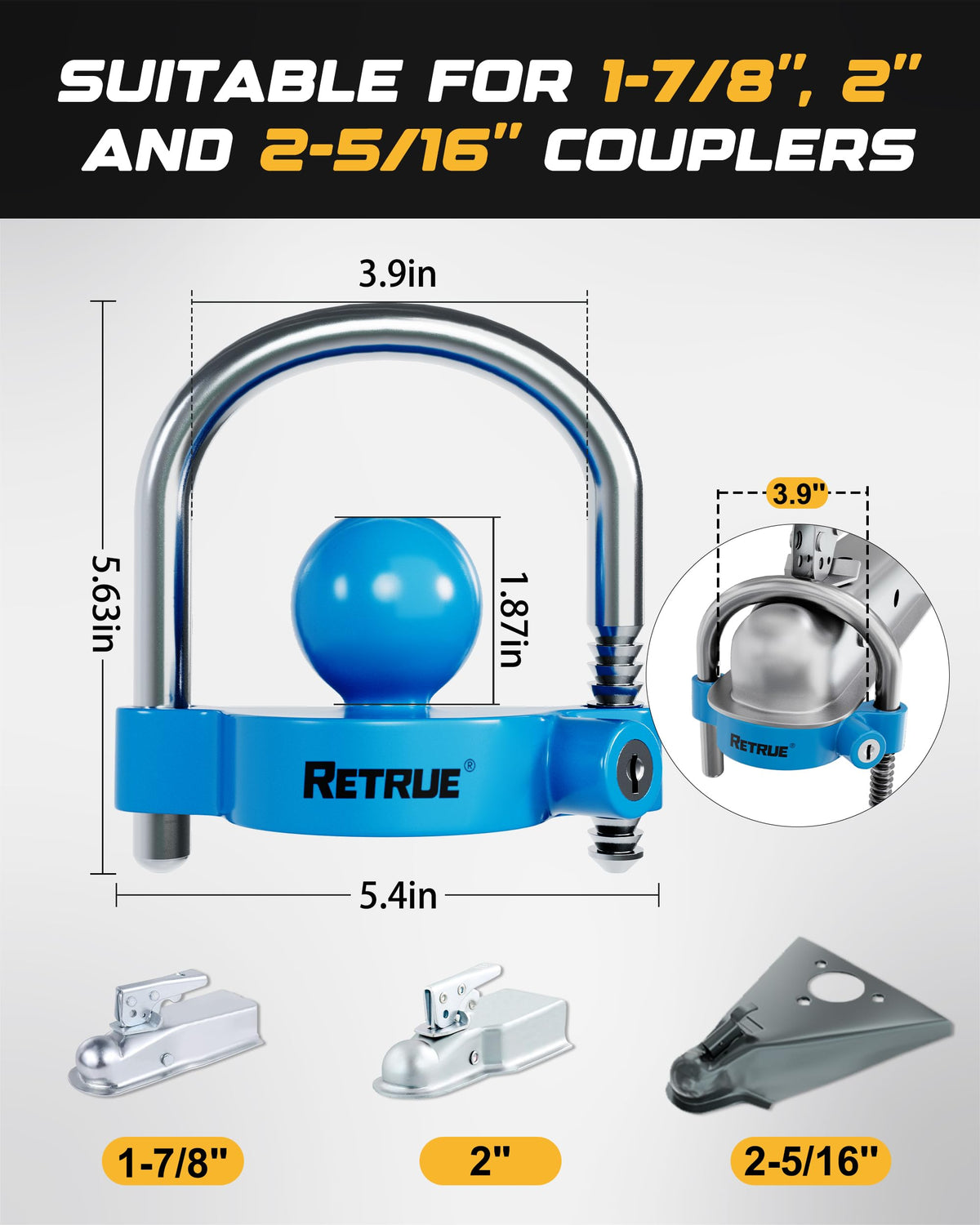 RETRUE tongue pin detail highlighting compact design and secure fit
