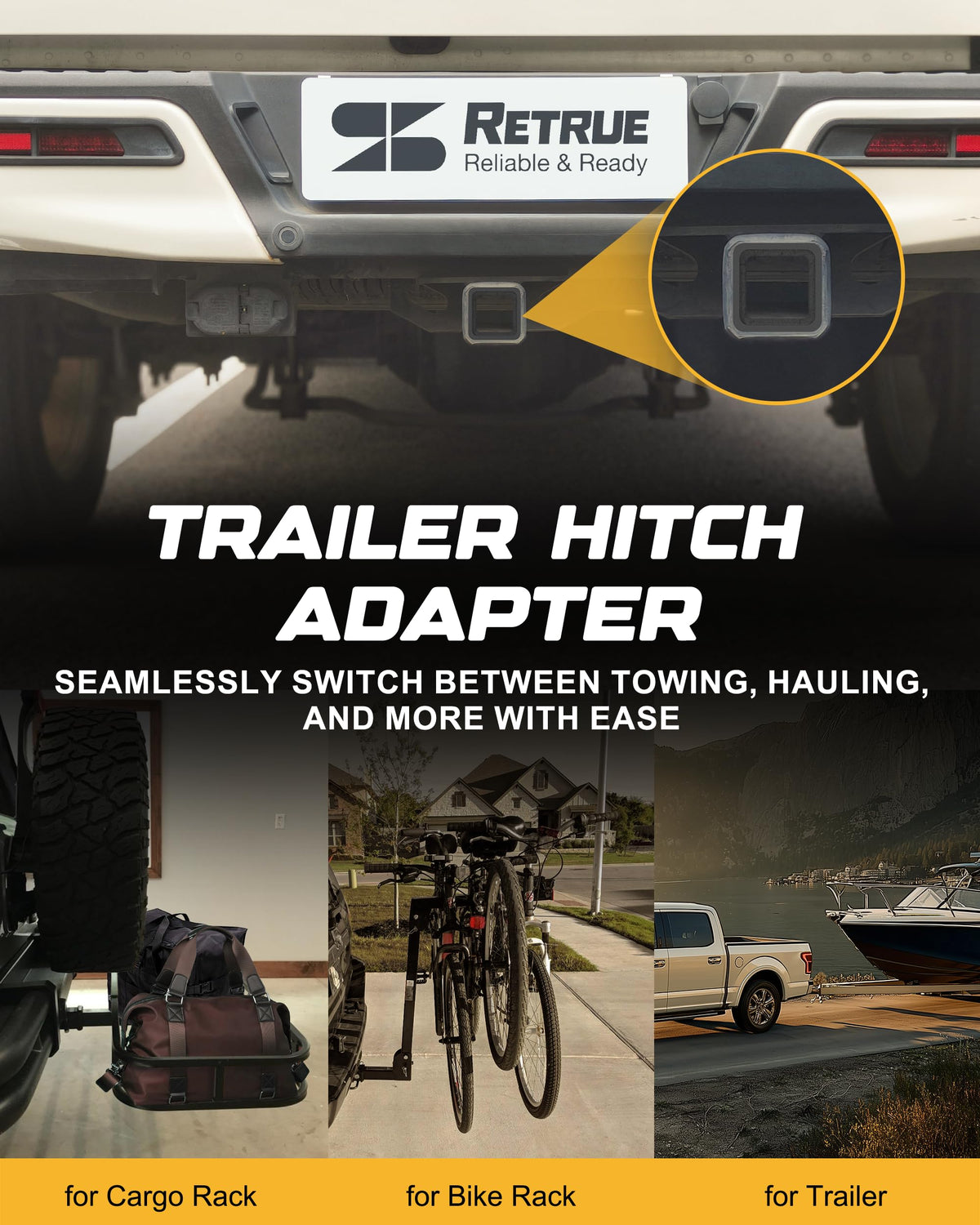 RETRUE with 2-inch ball mount attached showing compatibility and readiness